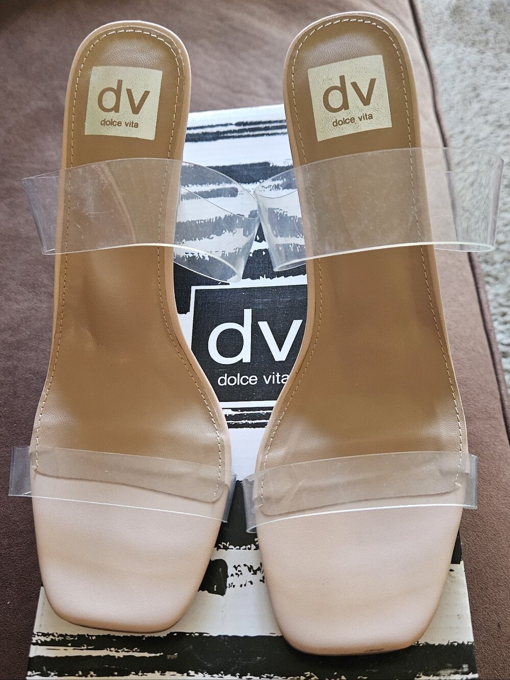 Dolce Vita Clear-Strap Nude Slide Mules